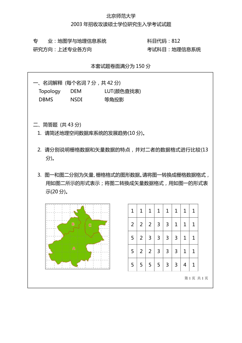 北京师范大学《地图学与地理信息系统》2003年考研真题_第2页