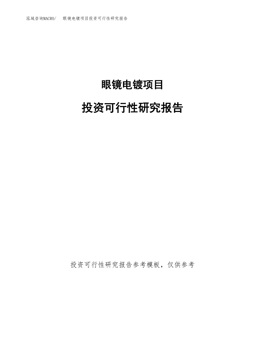 眼镜电镀项目投资可行性研究报告.docx_第1页