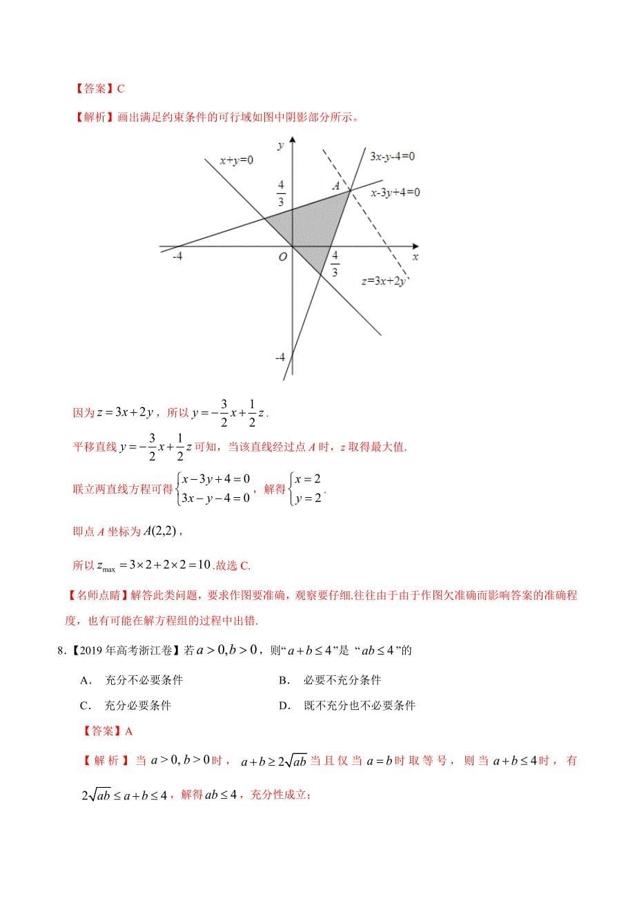 2020年高考数学专题复习《9不等式、推理与证明》(2019部分高考原题)_第5页