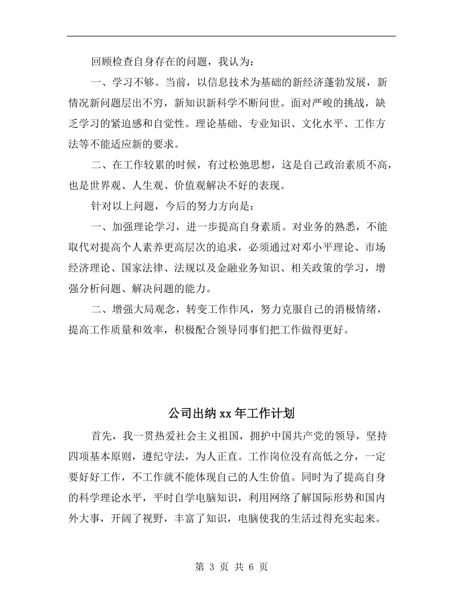 公司出纳xx年个人计划_第3页