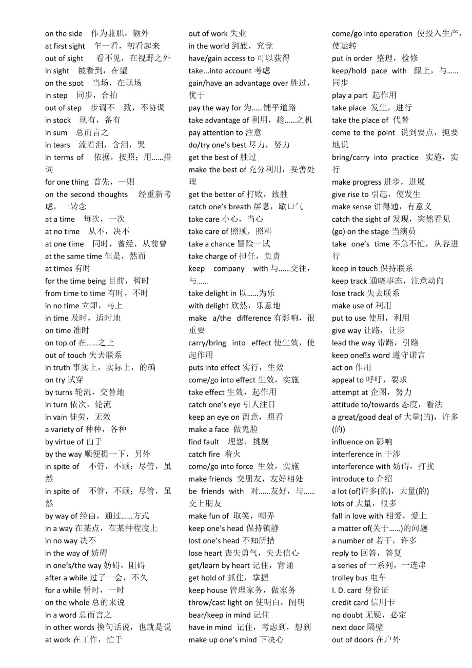 英语四六级常用固定搭配_第2页