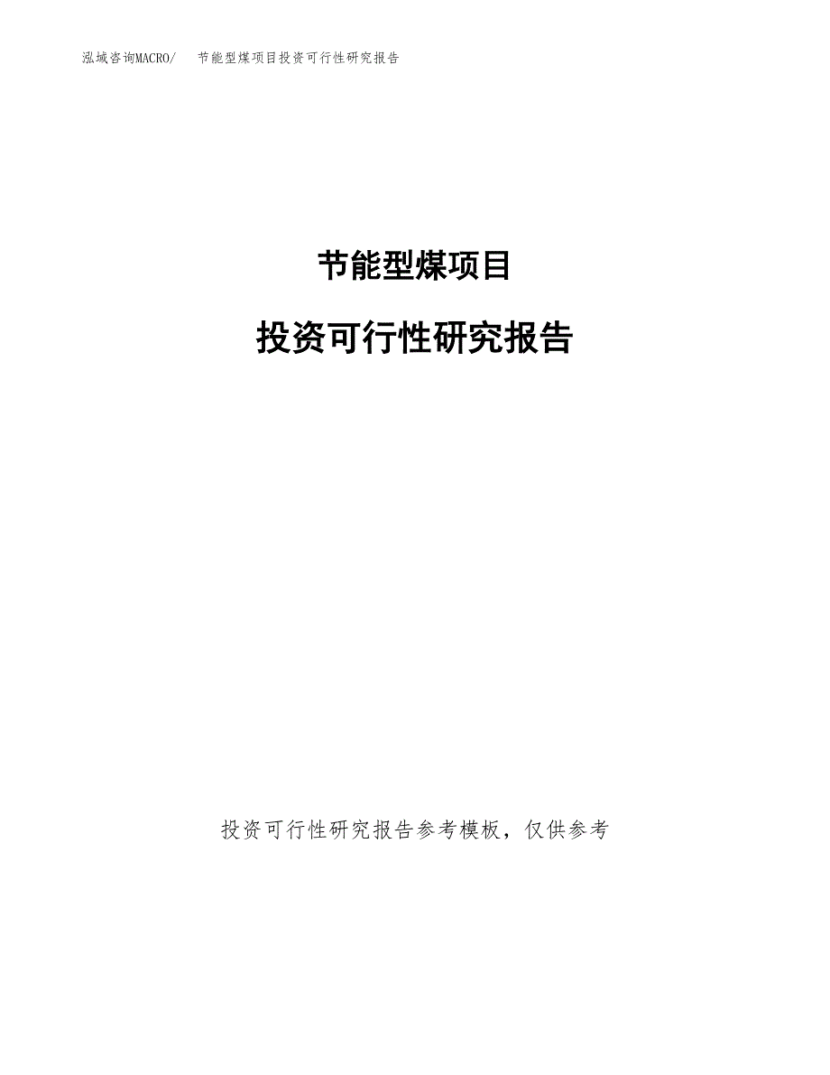 节能型煤项目投资可行性研究报告.docx_第1页