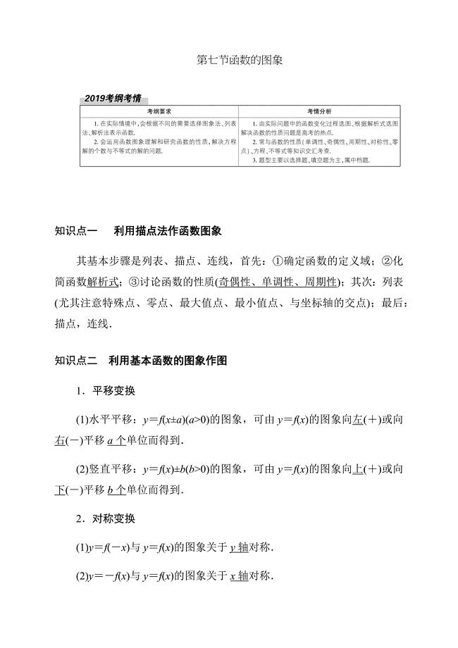 2020高考数学理科大一轮复习导学案《函数的图象》