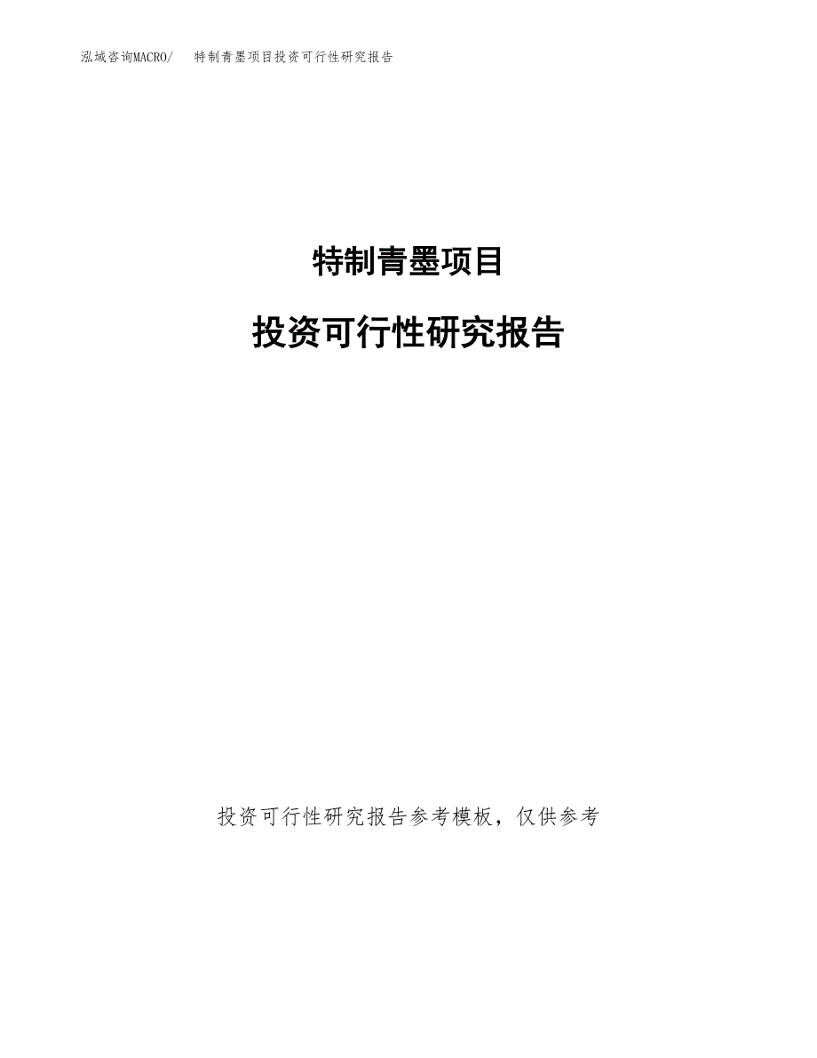 特制青墨项目投资可行性研究报告.docx_第1页