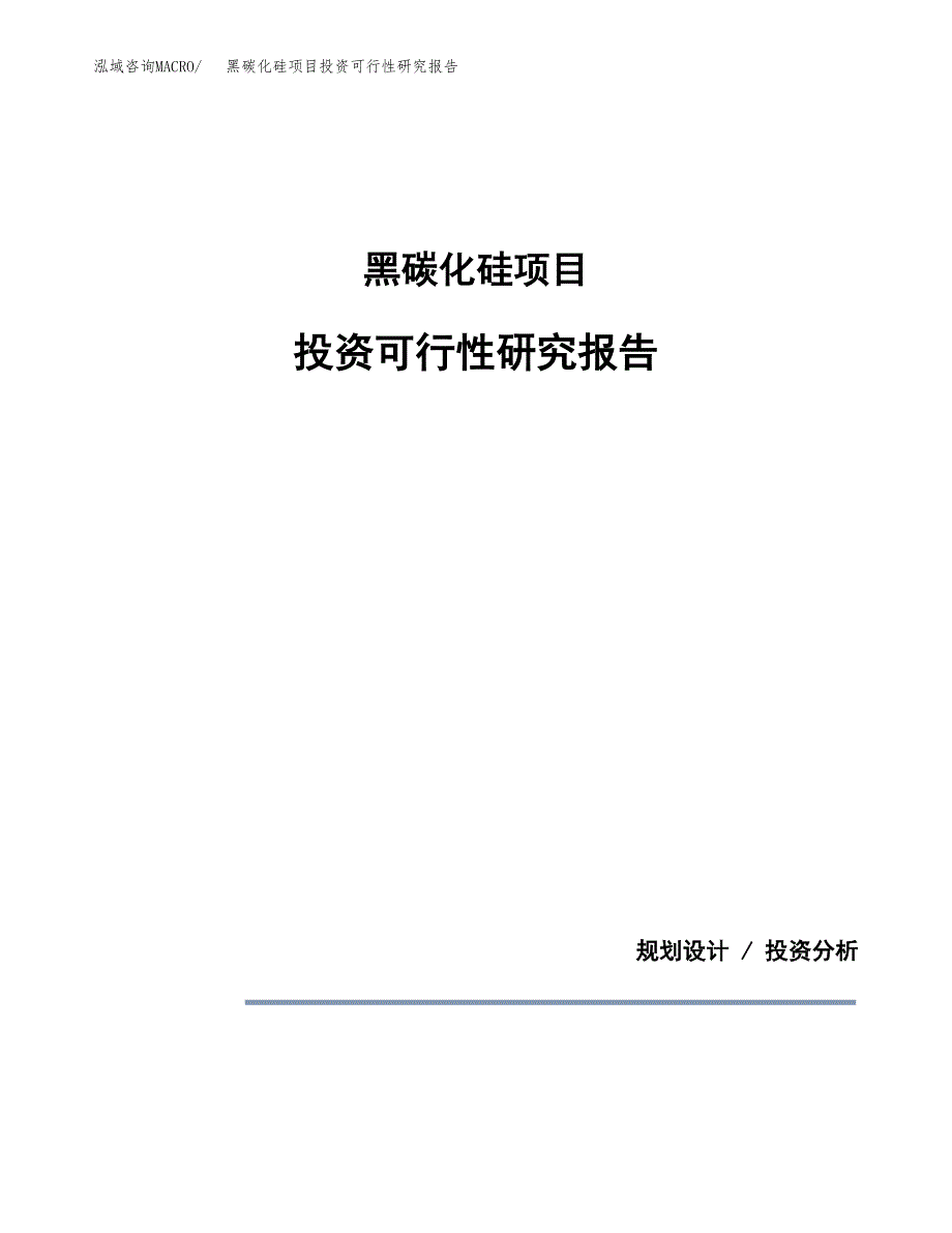 黑碳化硅项目投资可行性研究报告.docx_第1页