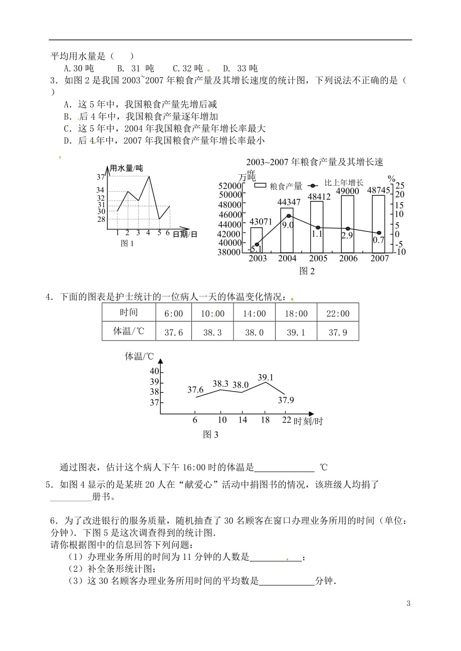 江苏省丹阳市八年级数学下册 7 数据的收集、整理、描述 7.2 统计表、统计图的选用(2)学案（无答案）（新版）苏科版_第3页