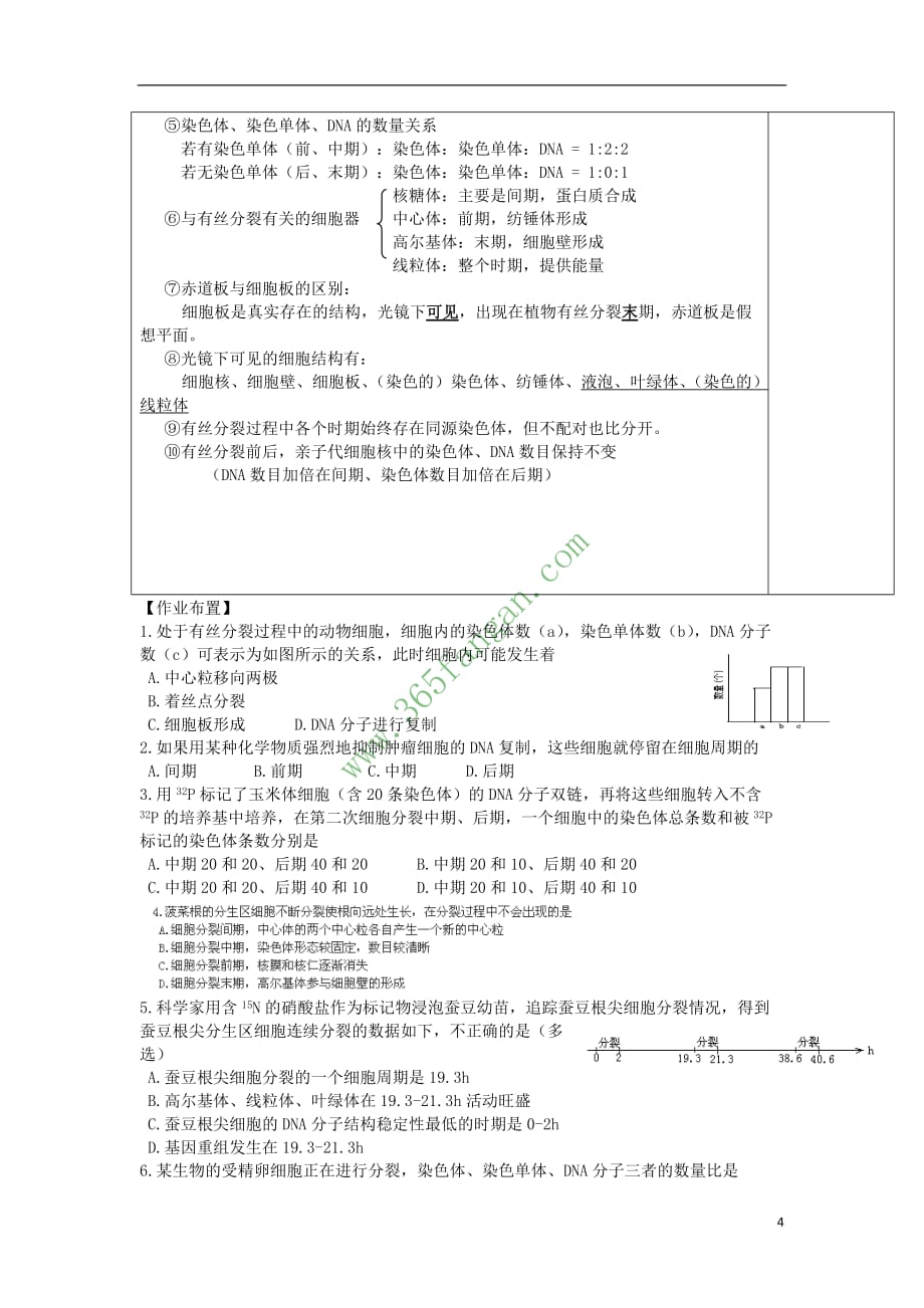 江苏省江阴市高中生物 第六章 细胞的生命历程 6.1 细胞增殖(第1课时)教案 新人教版必修1_第4页