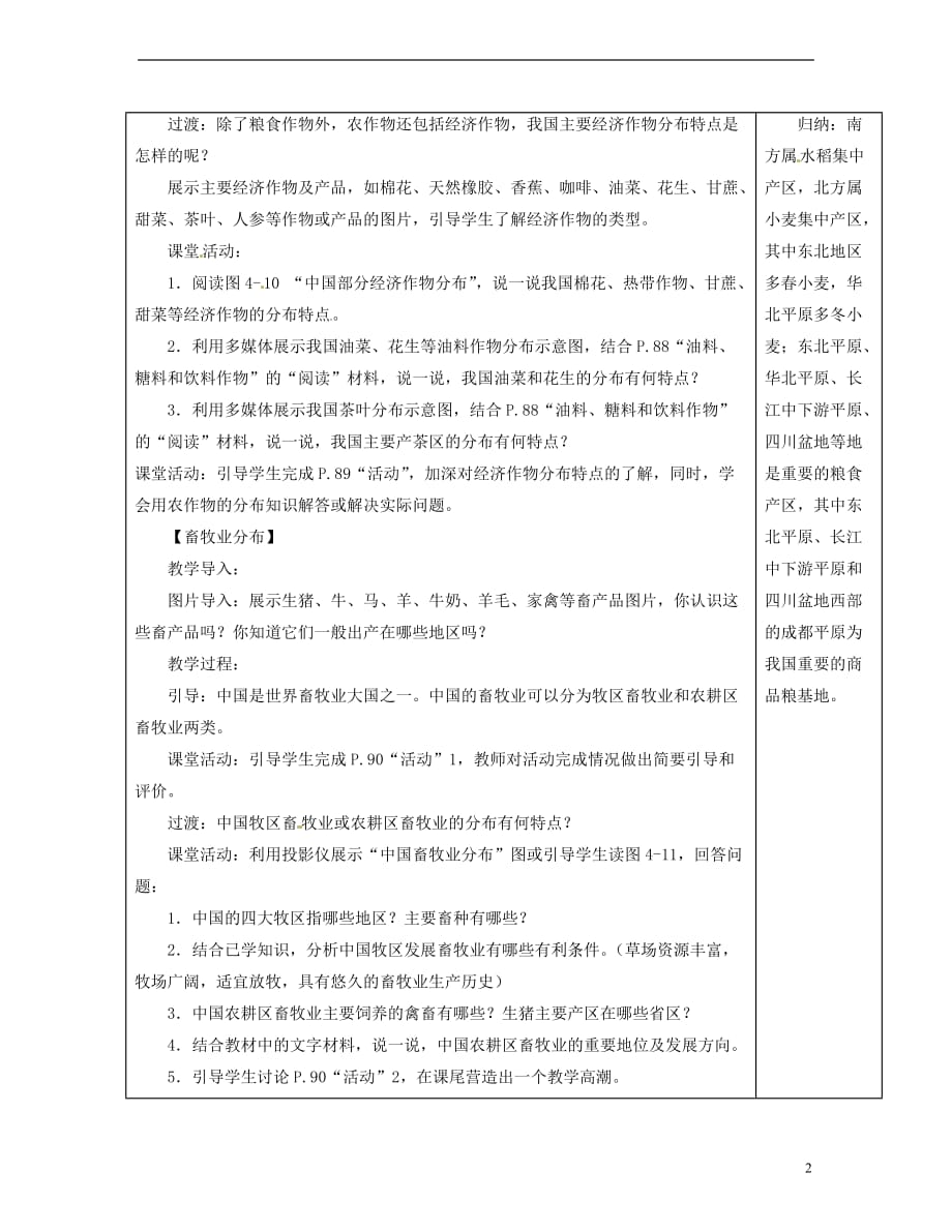 江苏省徐州市铜山区八年级地理上册 4.1中国的农业教案2 (新版)湘教版_第2页