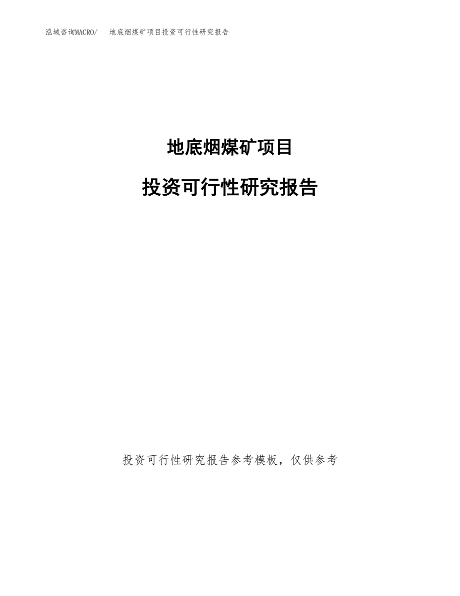 地底烟煤矿项目投资可行性研究报告.docx_第1页