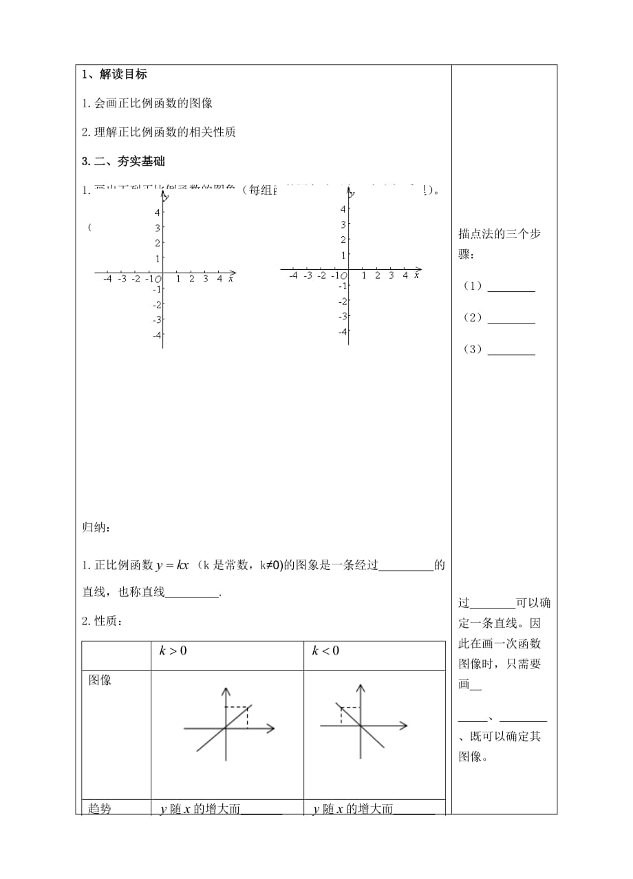 人教版数学初二下册正比例函数的图像及性质_第2页