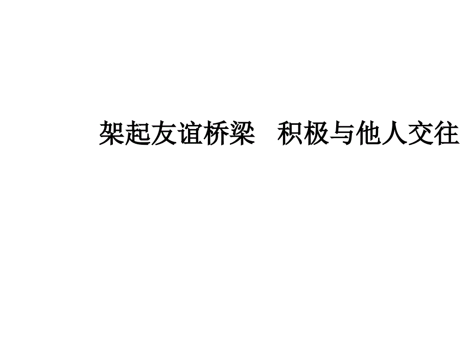 陕教版七年级政治下册架起友谊桥梁 积极与他人交往._第1页