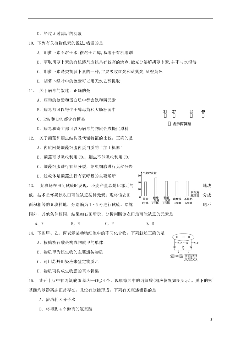 山西省运城市空港新区2016－2017学年高二生物下学期期末考试试题_第3页