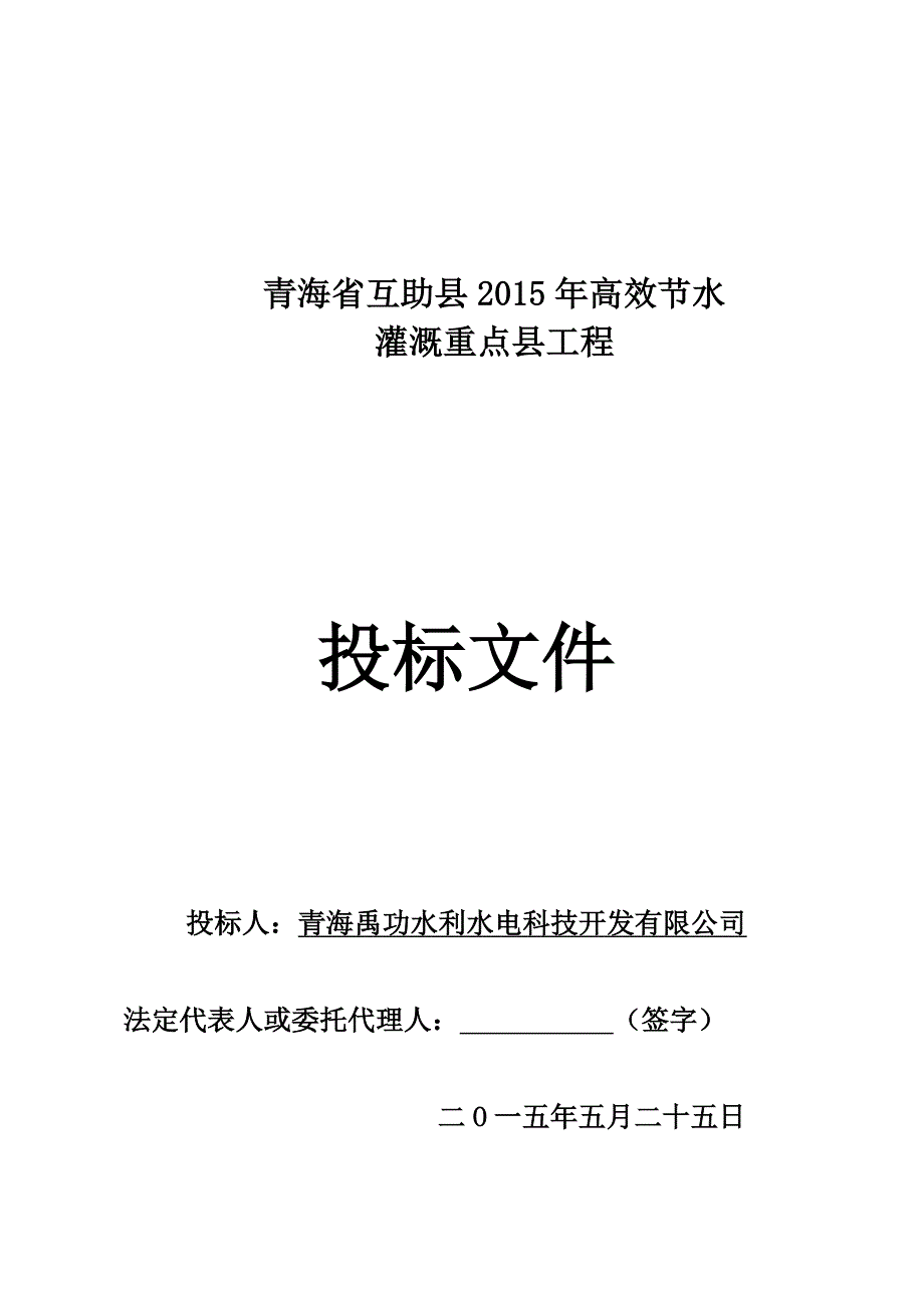 禹功2015年重点县投标书_第1页