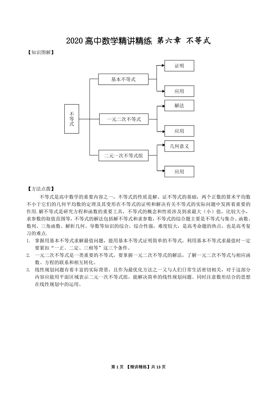 2020高中数学精讲精练《06不等式》_第1页