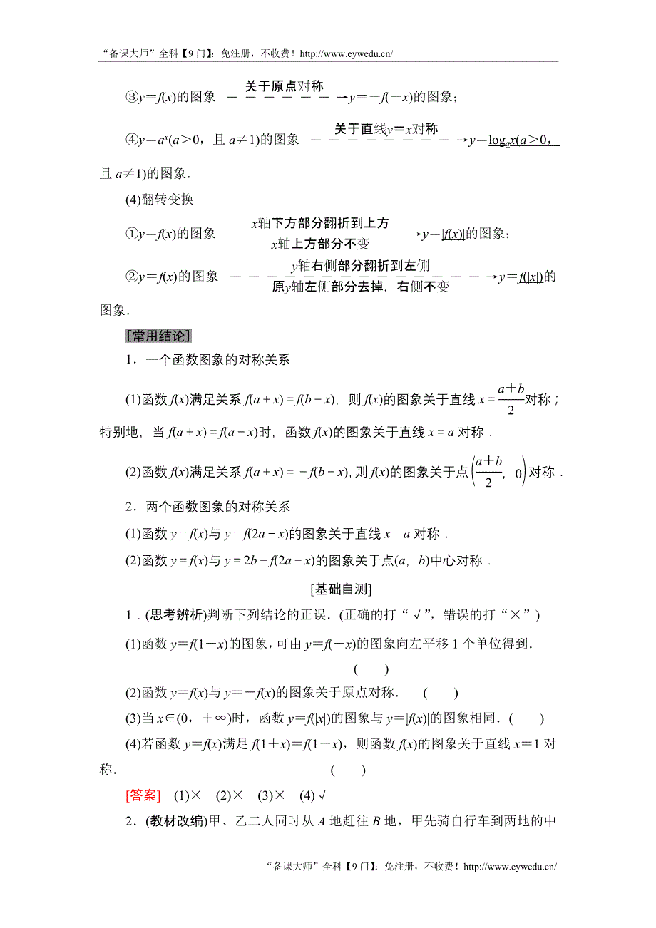 2020年高考数学一轮复习教案： 第2章 第7节　函数的图象_第2页