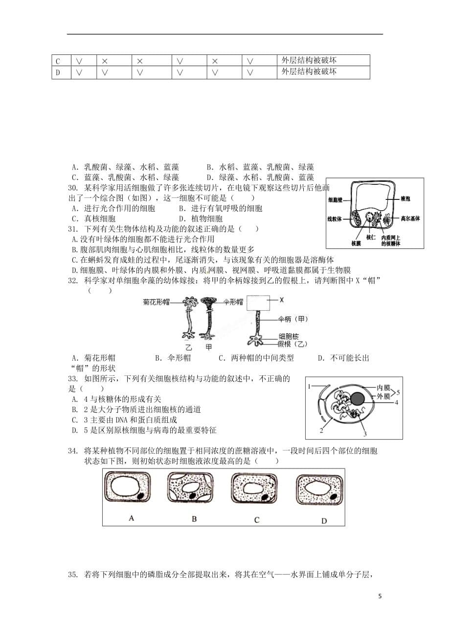 广西桂林市2017－2018学年高一生物上学期期中试题_第5页