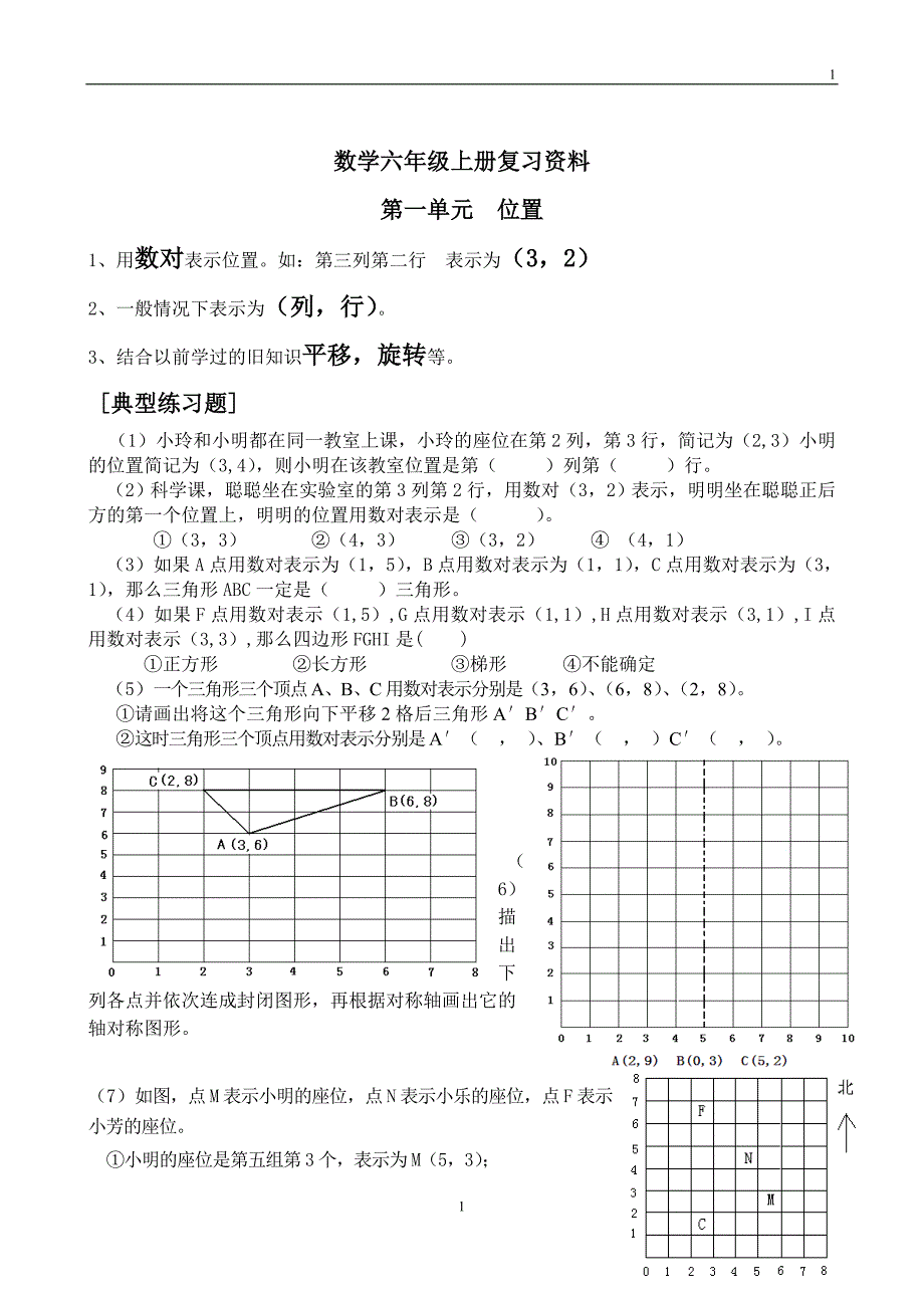 人教版六年级上册数学复习资料期末复习大全_第1页