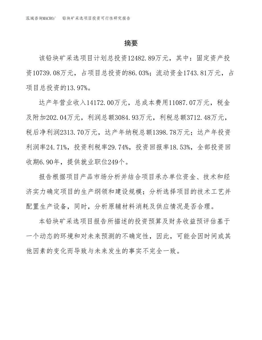 铅块矿采选项目投资可行性研究报告.docx_第2页