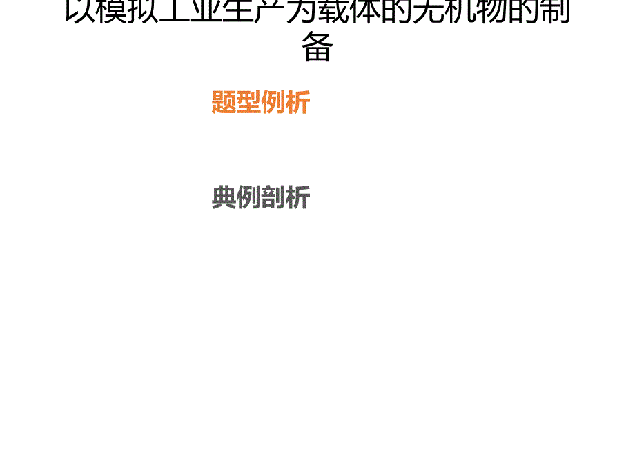 2020年高考化学一轮复习考点《指导2　以模拟工业生产为载体的无机物的制备》_第1页