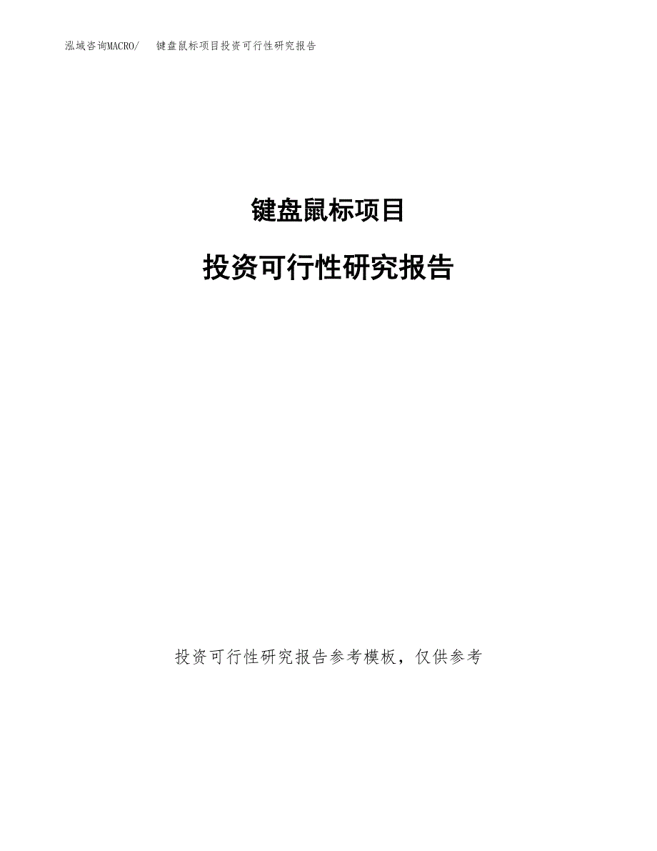 键盘鼠标项目投资可行性研究报告.docx_第1页