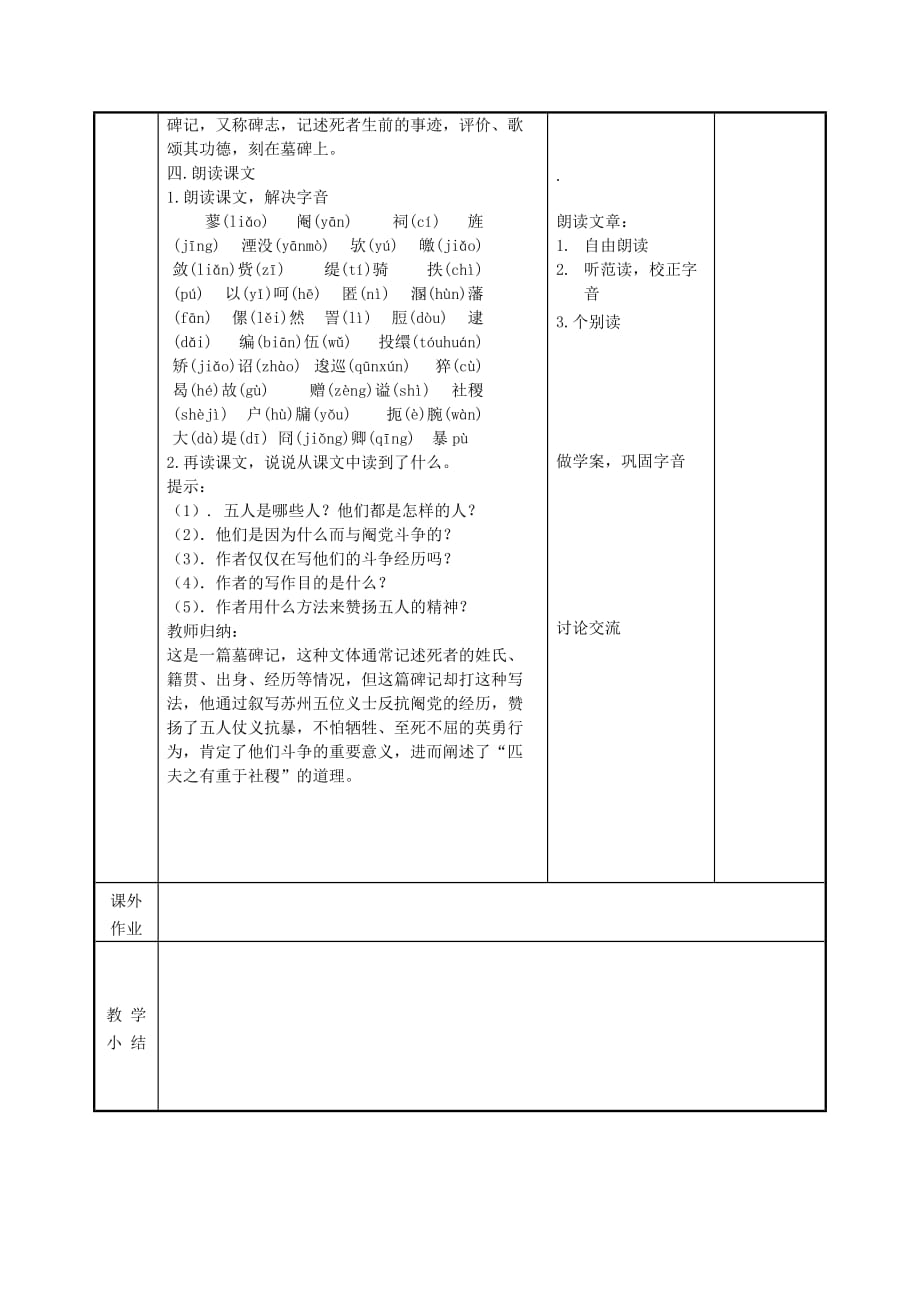 江苏省徐州市贾汪区高中语文第二专题 五人墓碑记教案1 苏教版必修3_第3页