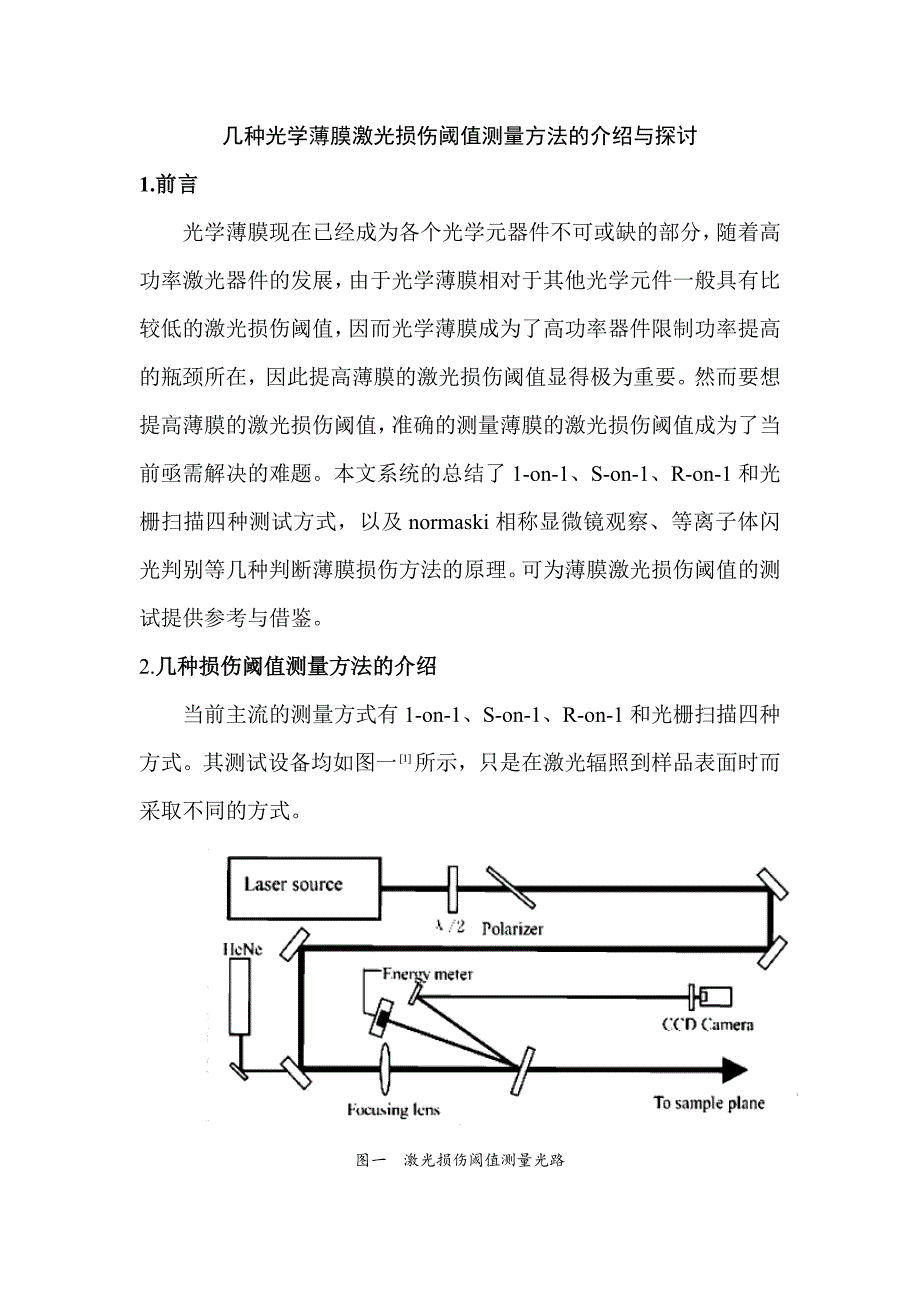 激光薄膜损伤阈值的检测综述_第1页