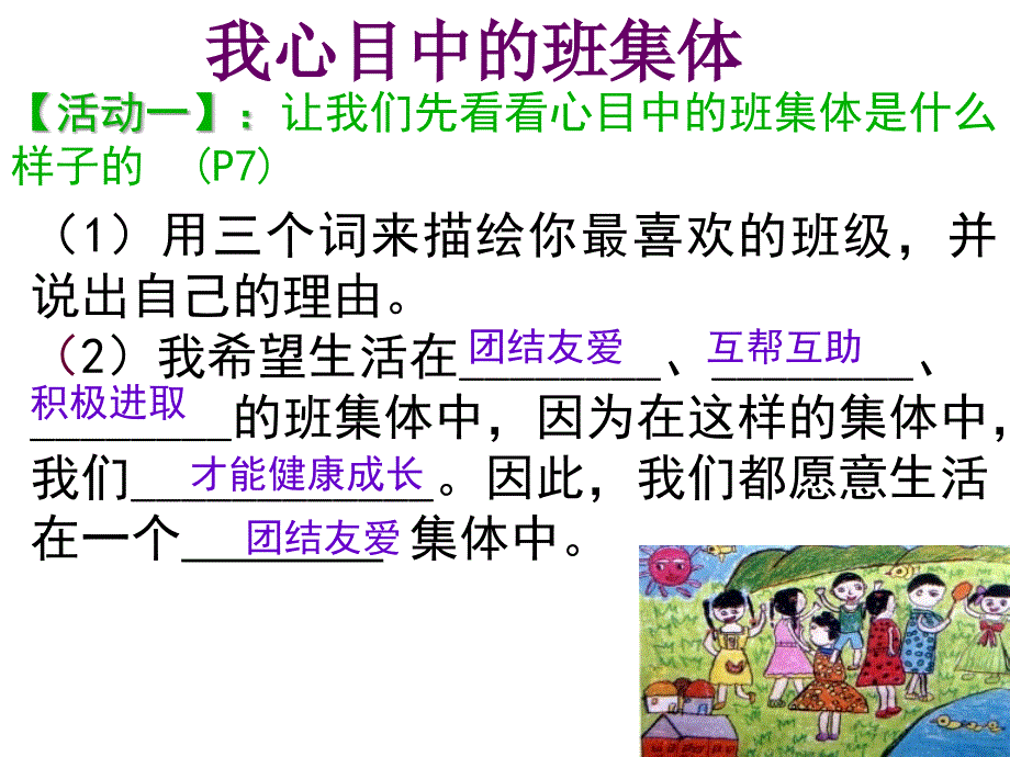 人教版七年级上思想品德一单元一课二框《创建新集体》_第3页