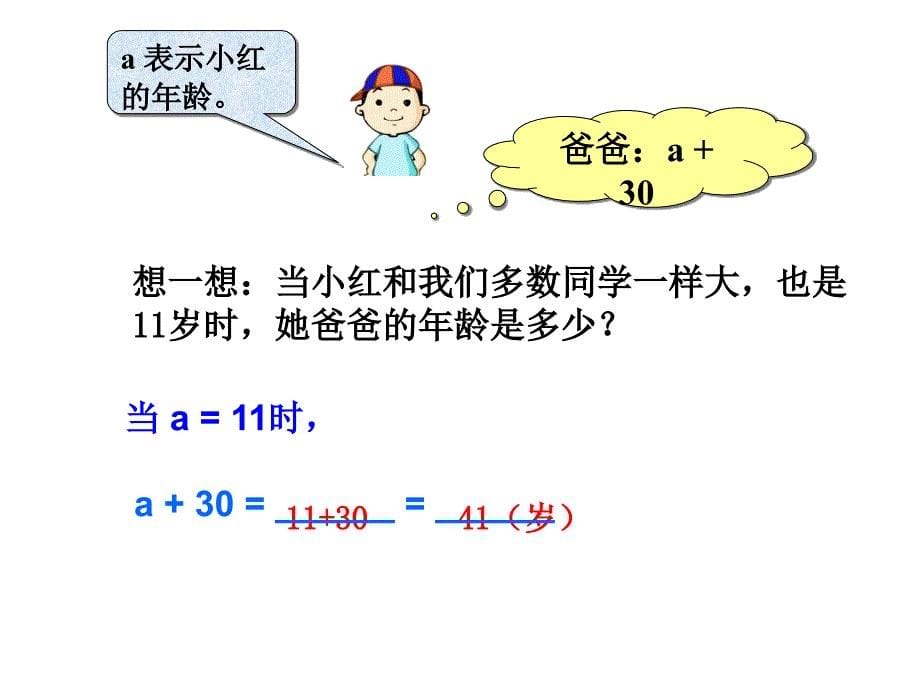 人教版五年级数学上册简易方程.用字母表示数课时(例)_第5页