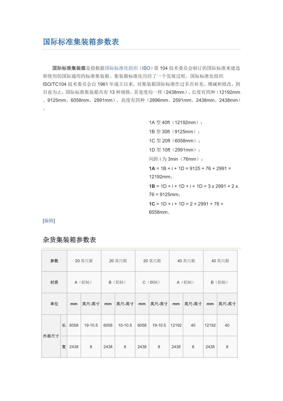 各类集装箱尺寸参数表._第1页