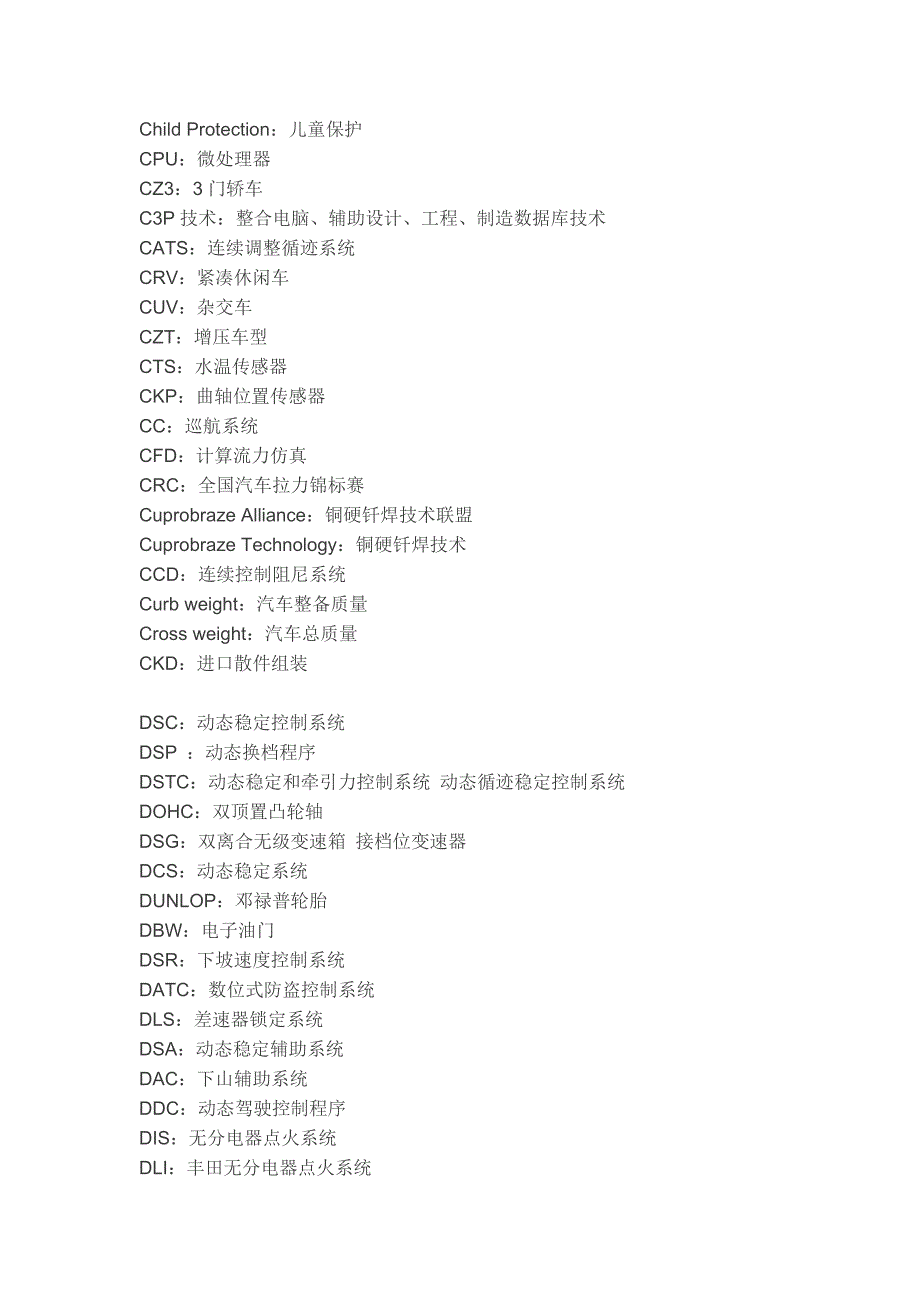 汽车系统名称英汉对照大全综述_第4页