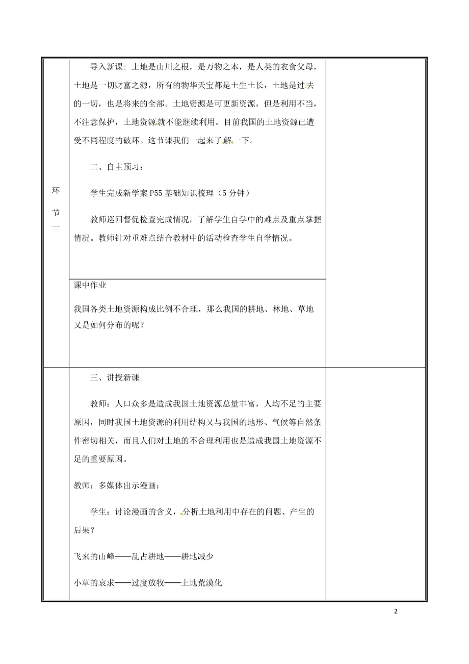 河南省中牟县八年级地理上册 3.2土地资源教案2 （新版）新人教版_第2页