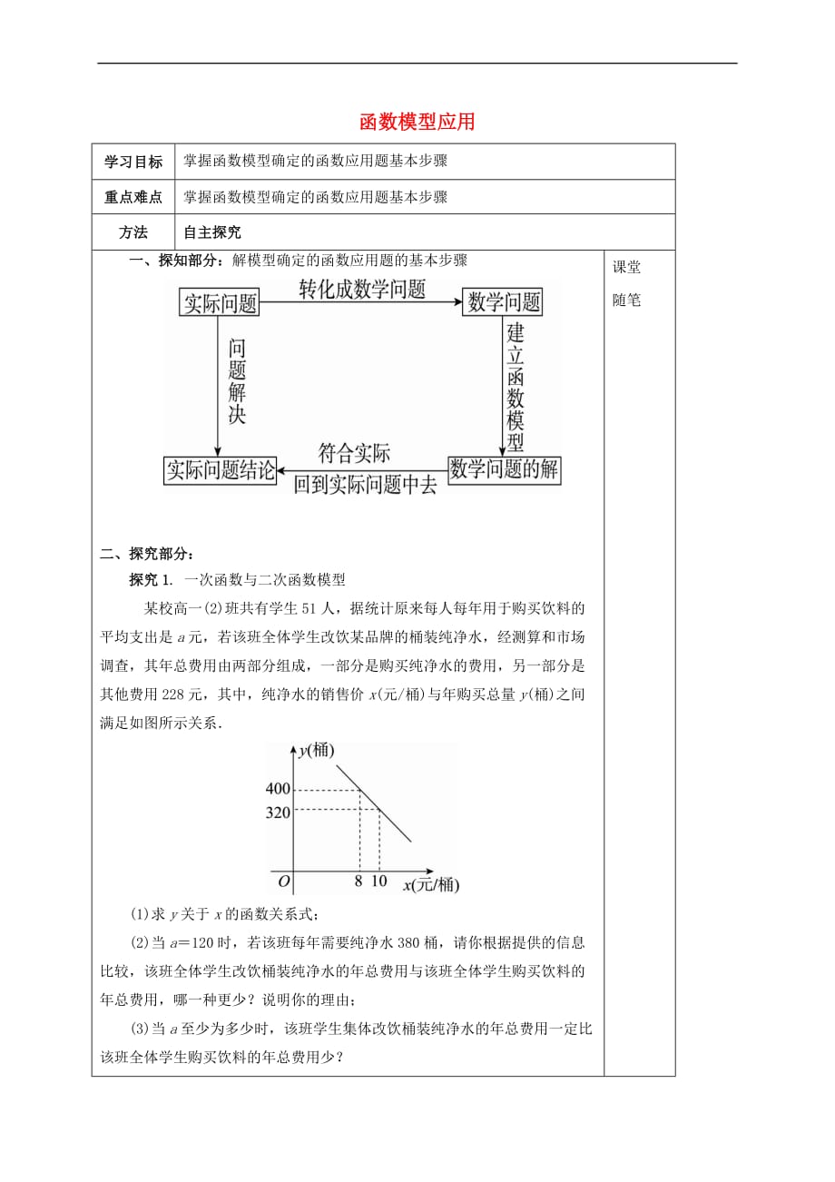 河北省承德市高中数学 第三章 函数的应用 3.2.2 函数模型及其应用学案2（无答案）新人教A版必修1_第1页