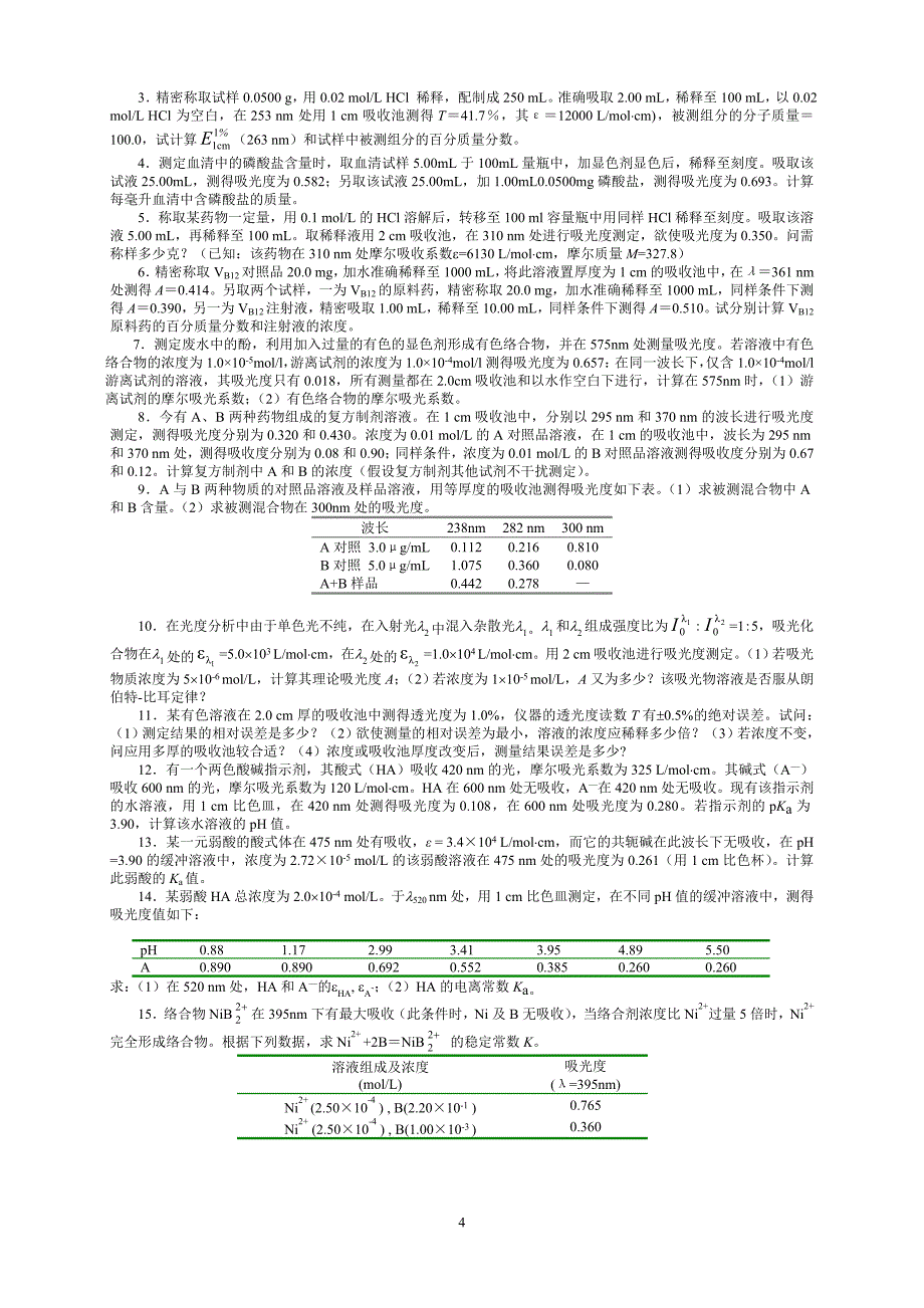 紫外-可见分光光度法习题(答案与解析)讲解_第4页