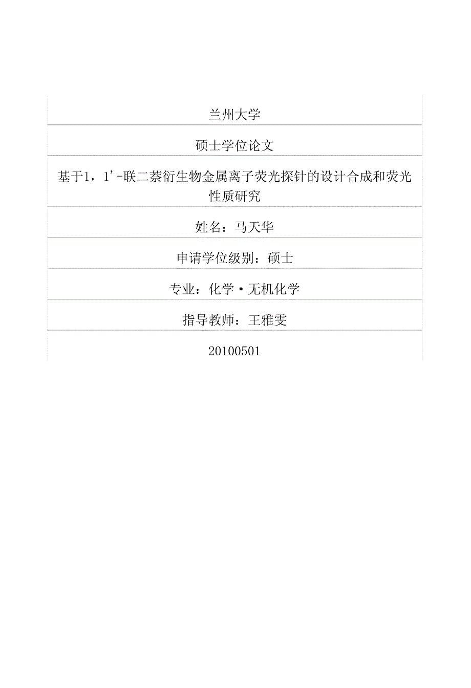 基于11联二萘衍生物金属离子荧光探针的设计合成和荧光性质研究_第1页