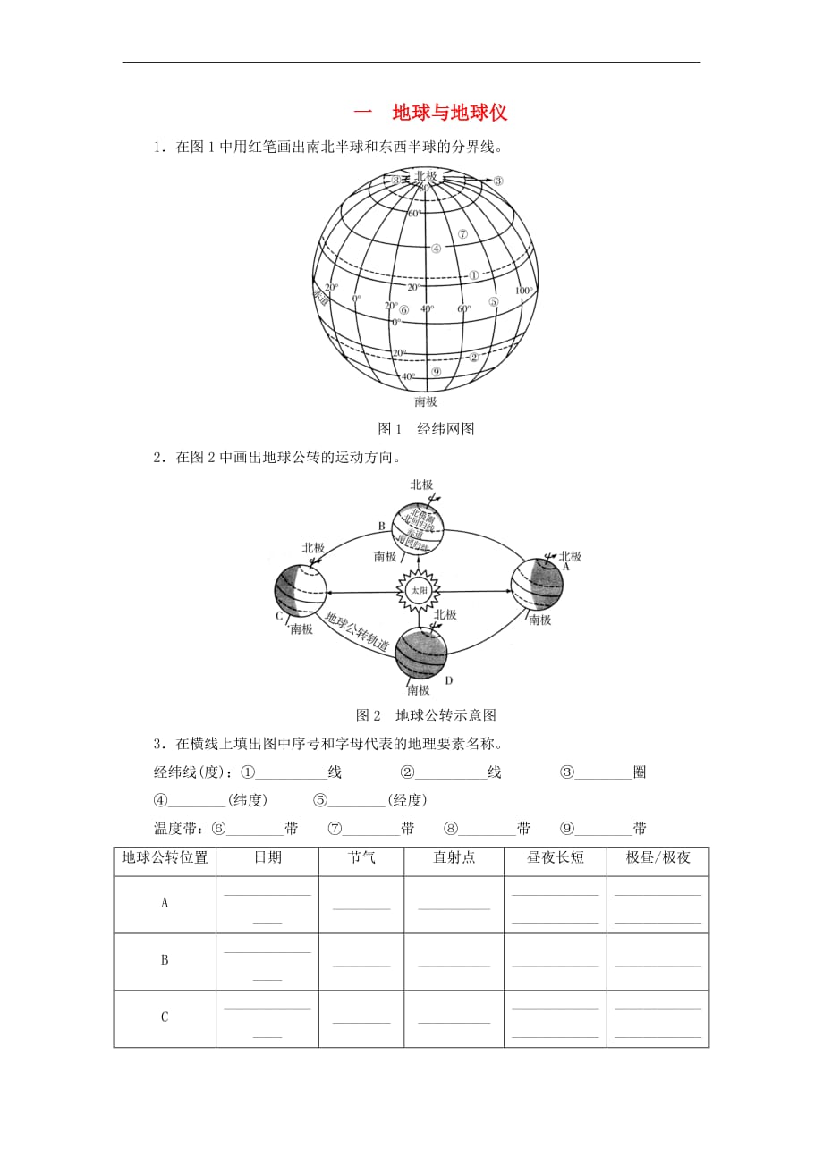 江西省2019届中考地理看图解题 模块一 地球和地图_第1页