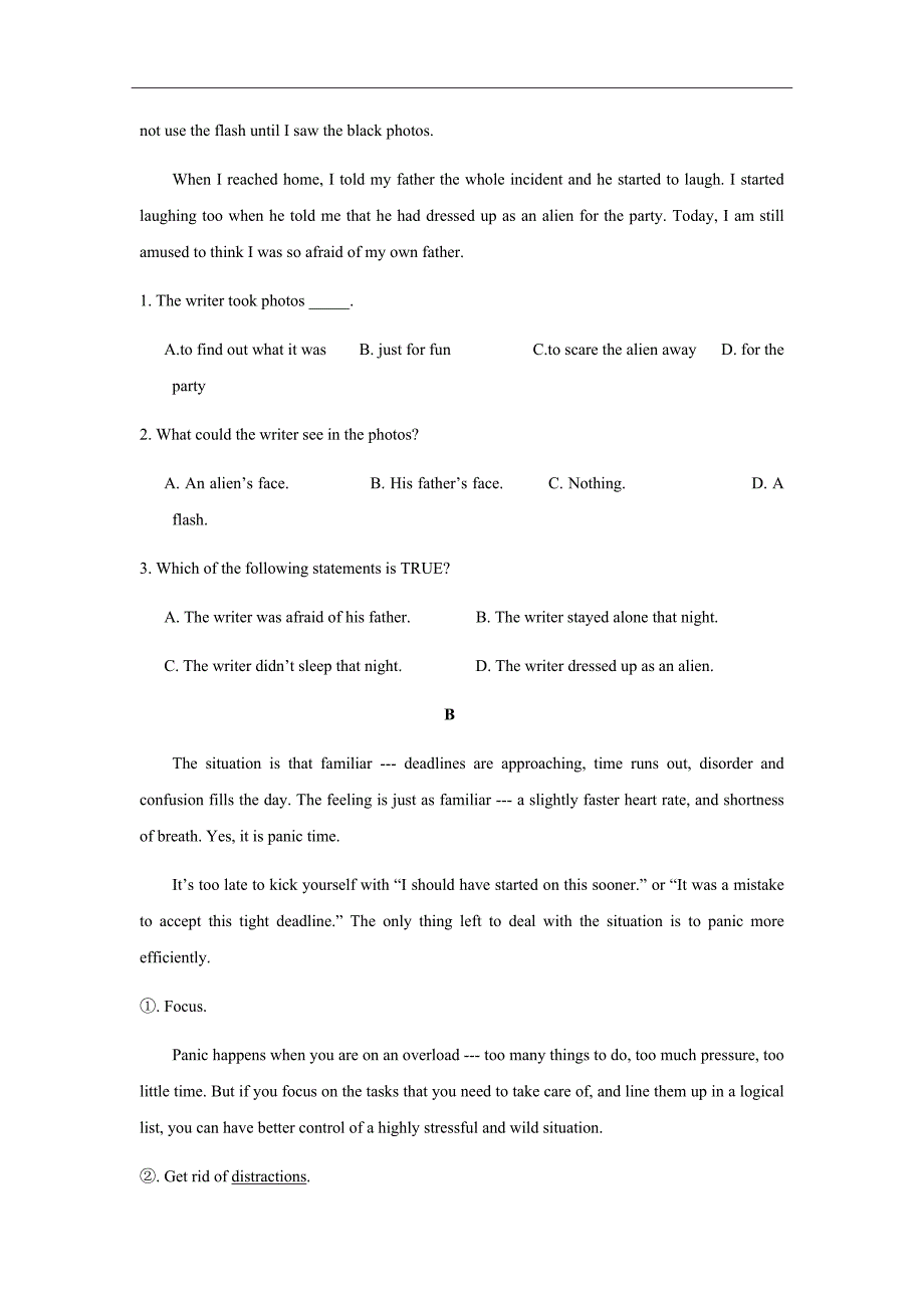 2018-2019学年高二上学期第一次月考英语试题（Word版）_第2页