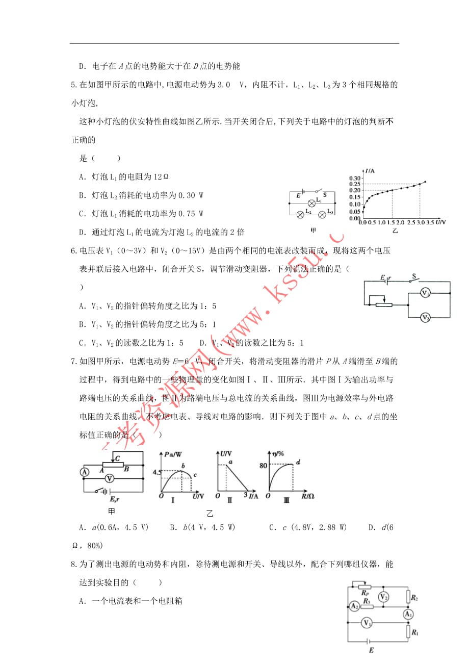 江西省2018－2019学年高二物理上学期期中试题_第2页