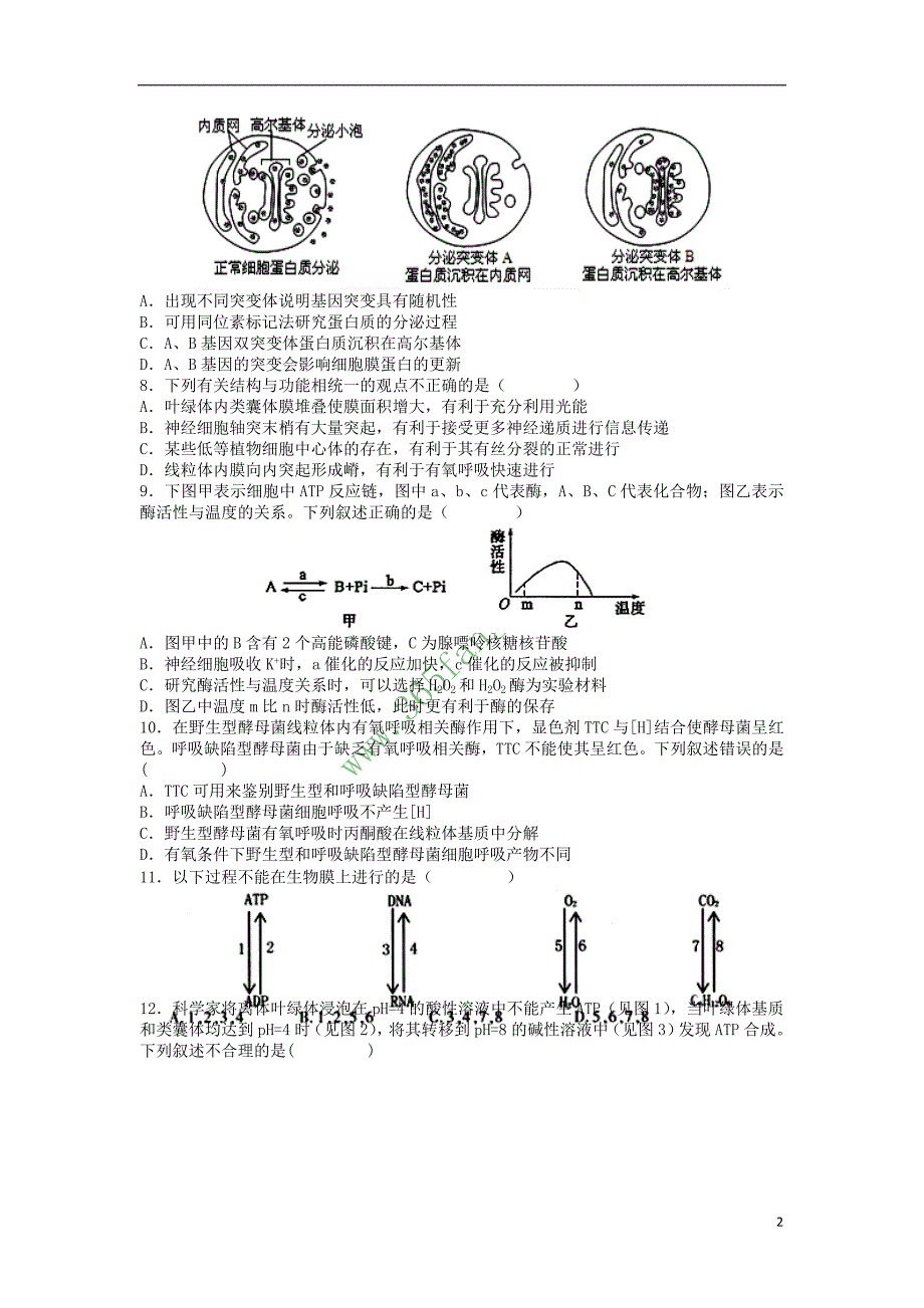 江西省上高县2017－2018学年高三生物上学期第二次月考试题_第2页