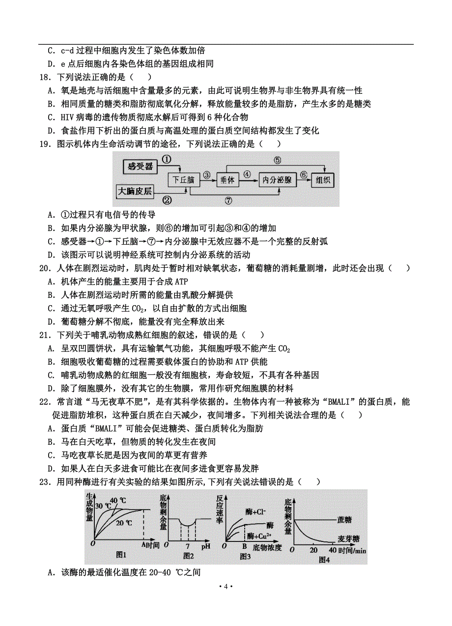 湖北省襄阳市四校(襄州一中、枣阳一中、宜城一中、曾都一中)2017届高三上学期期中联考生物汇编_第4页