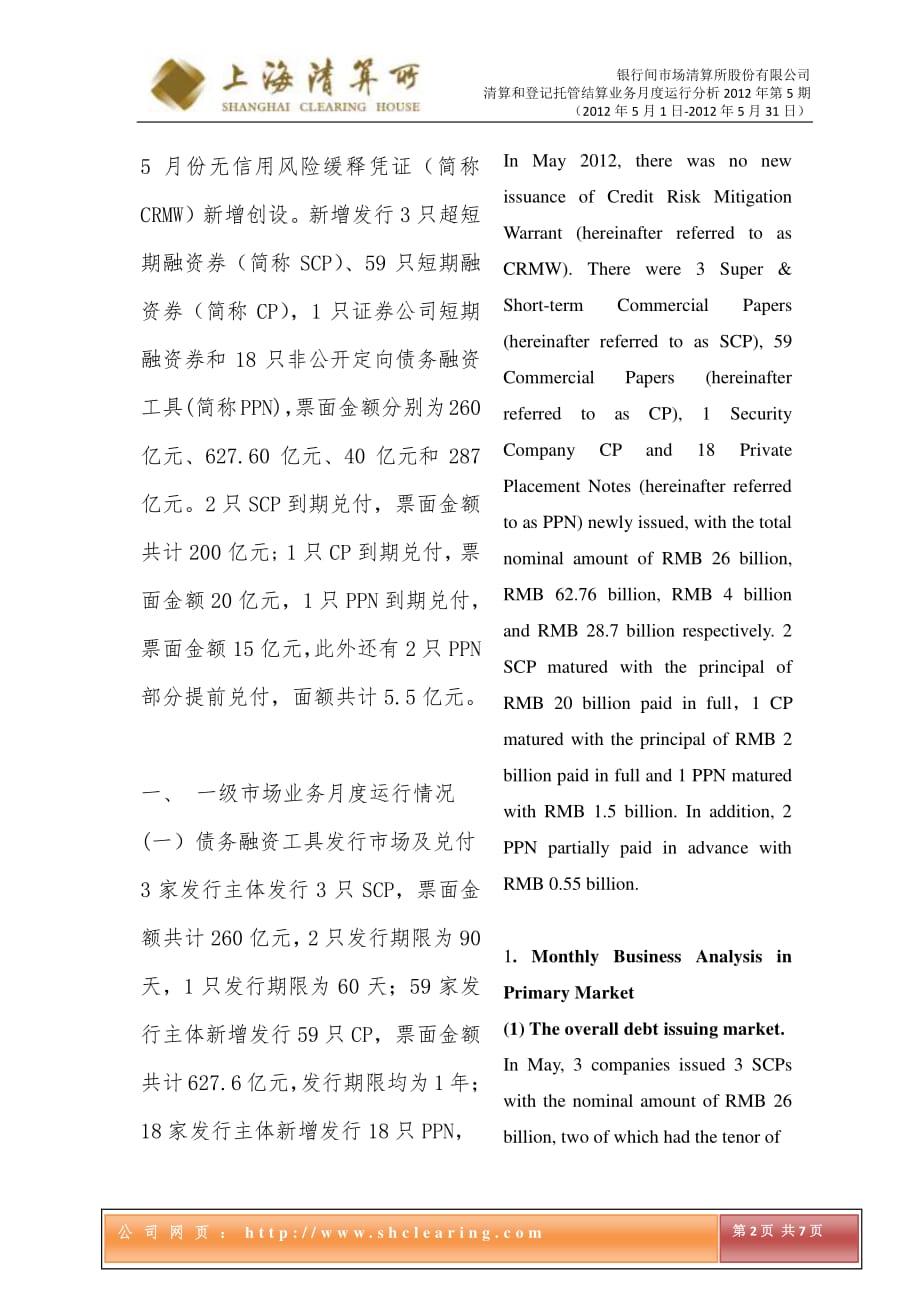 上海清算所清算结算和登记托管业务运行分析2012年5月资料_第2页