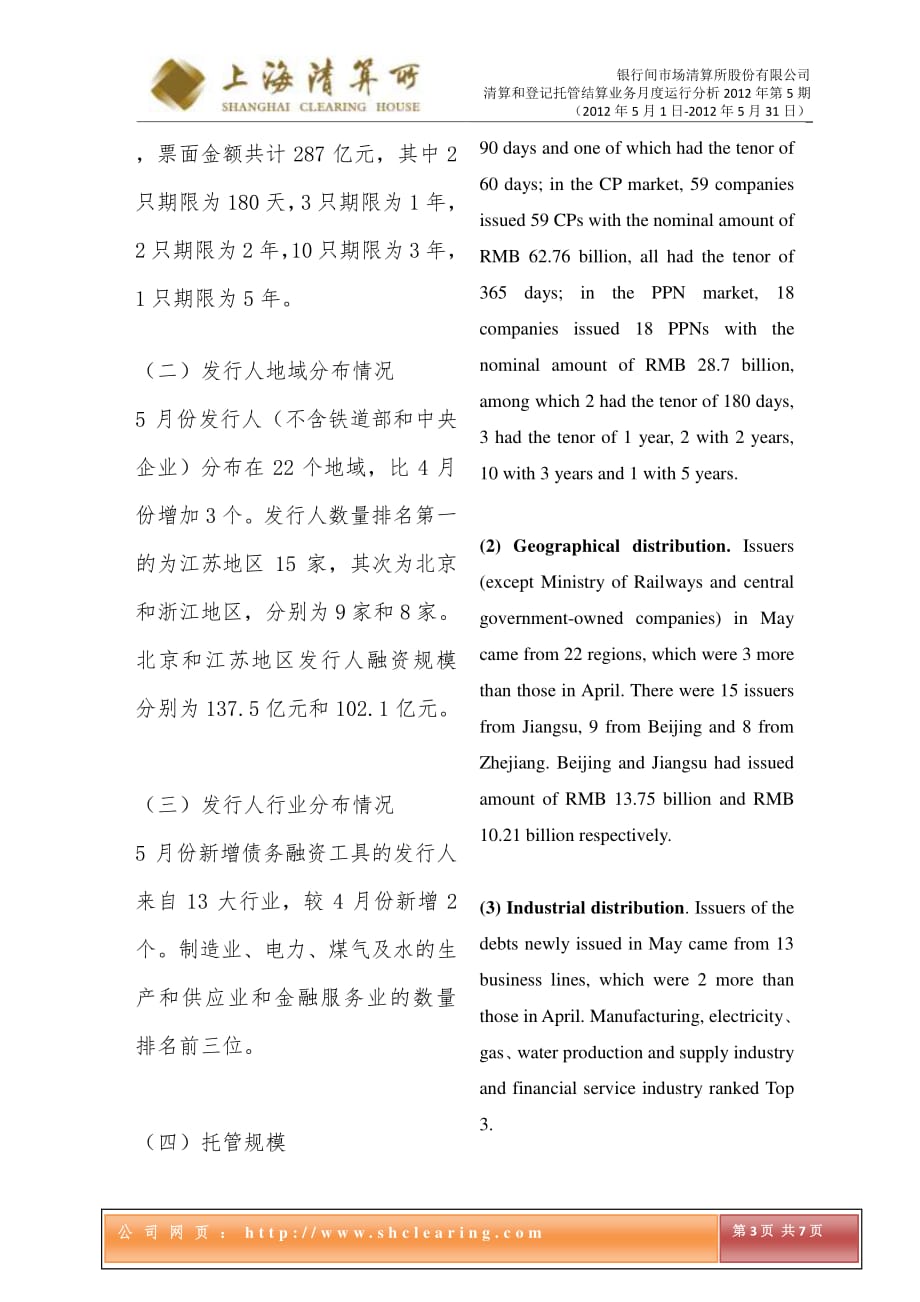 上海清算所清算结算和登记托管业务运行分析2012年5月资料_第3页