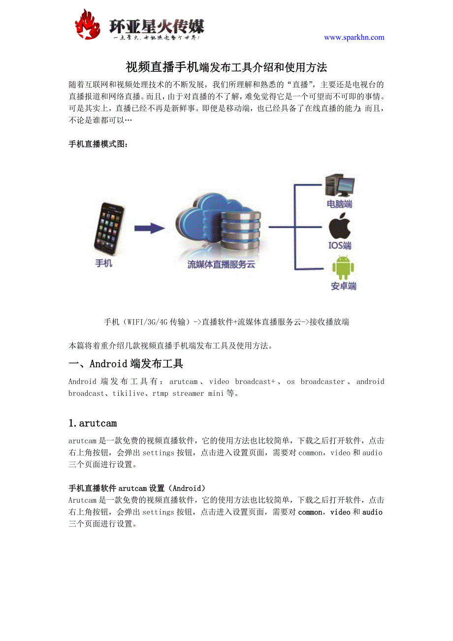 视频直播手机端发布工具介绍和使用方法_第1页