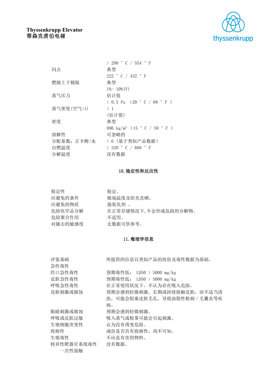 液压油安全技术说明书MSDS汇编_第4页