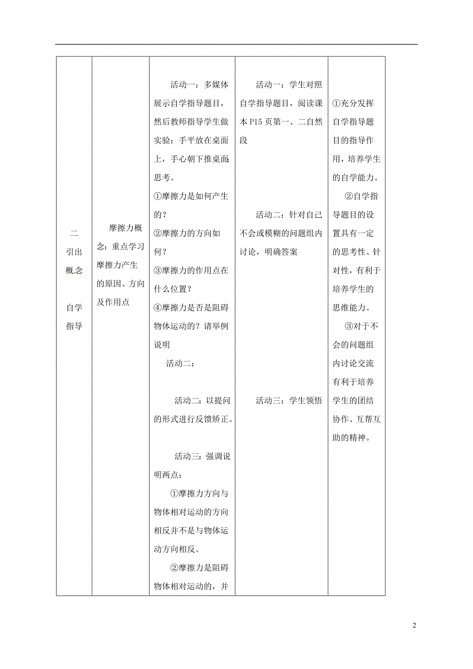 江苏省连云港市新浦区八年级物理下册 8.3 摩擦力教案 (新版)苏科版_第2页