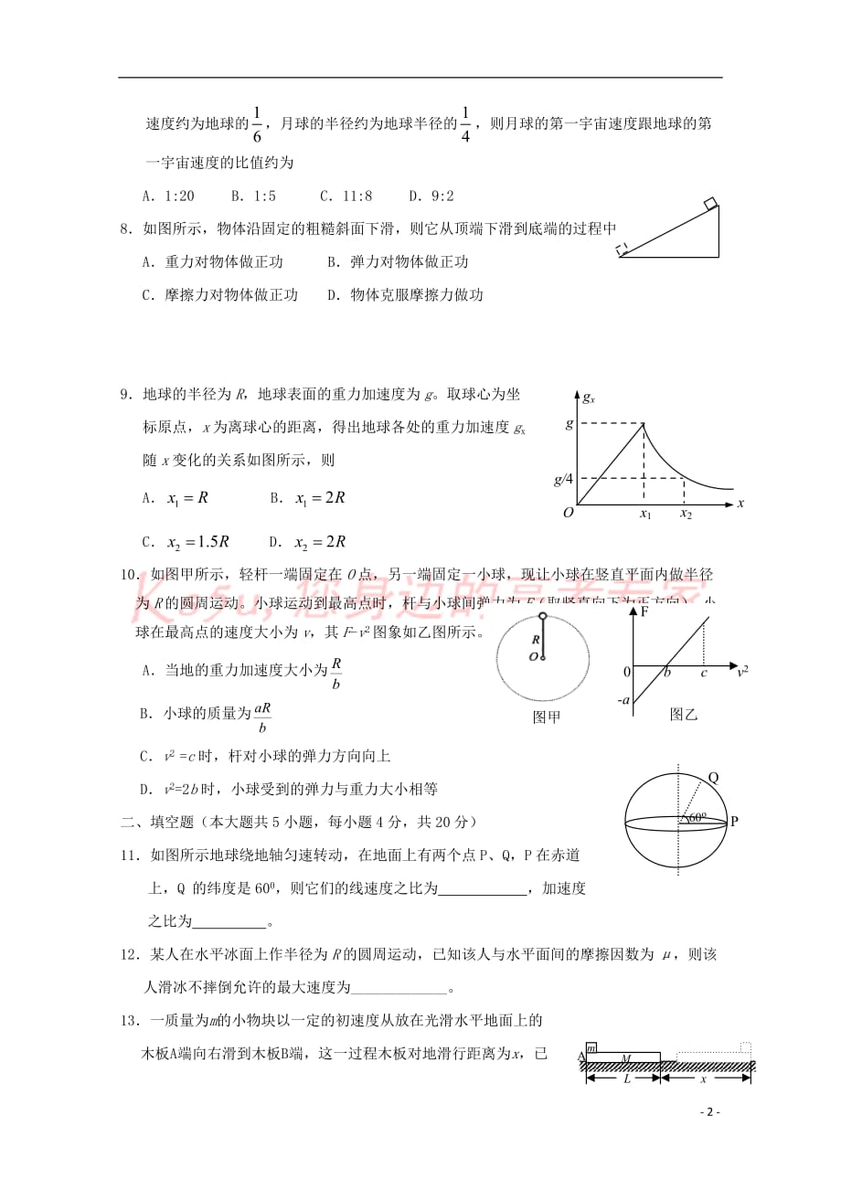 江西省2017－2018学年高一物理下学期期中试题_第2页