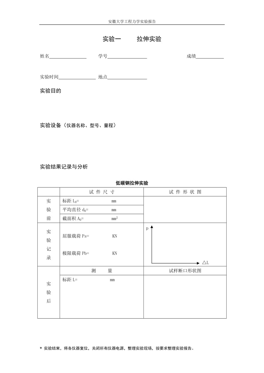 安徽大学工程力学实验报告(张梅6个实验)_第2页