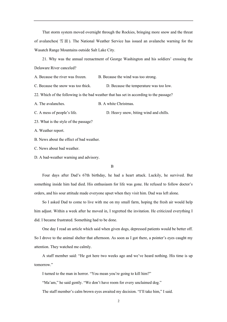 内蒙古正镶白旗察汗淖中学17—18年（下学期）高二期末考试英语试题（无答案）.doc_第2页