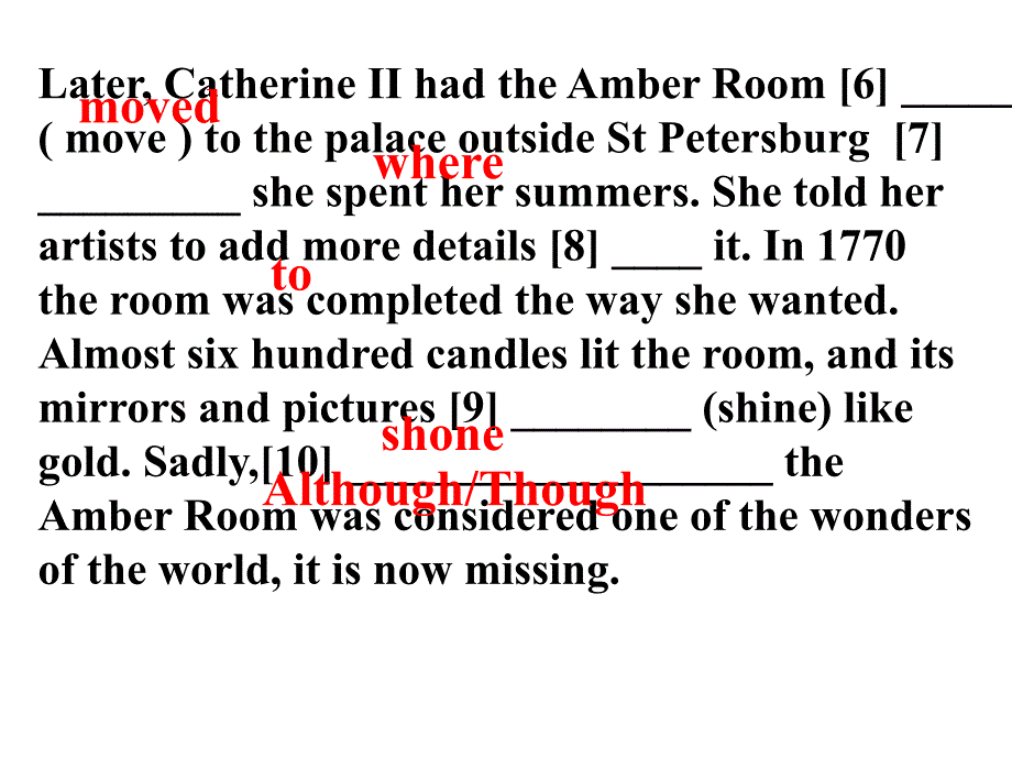 人教版总复习B2U1 in search of the amber room_第3页