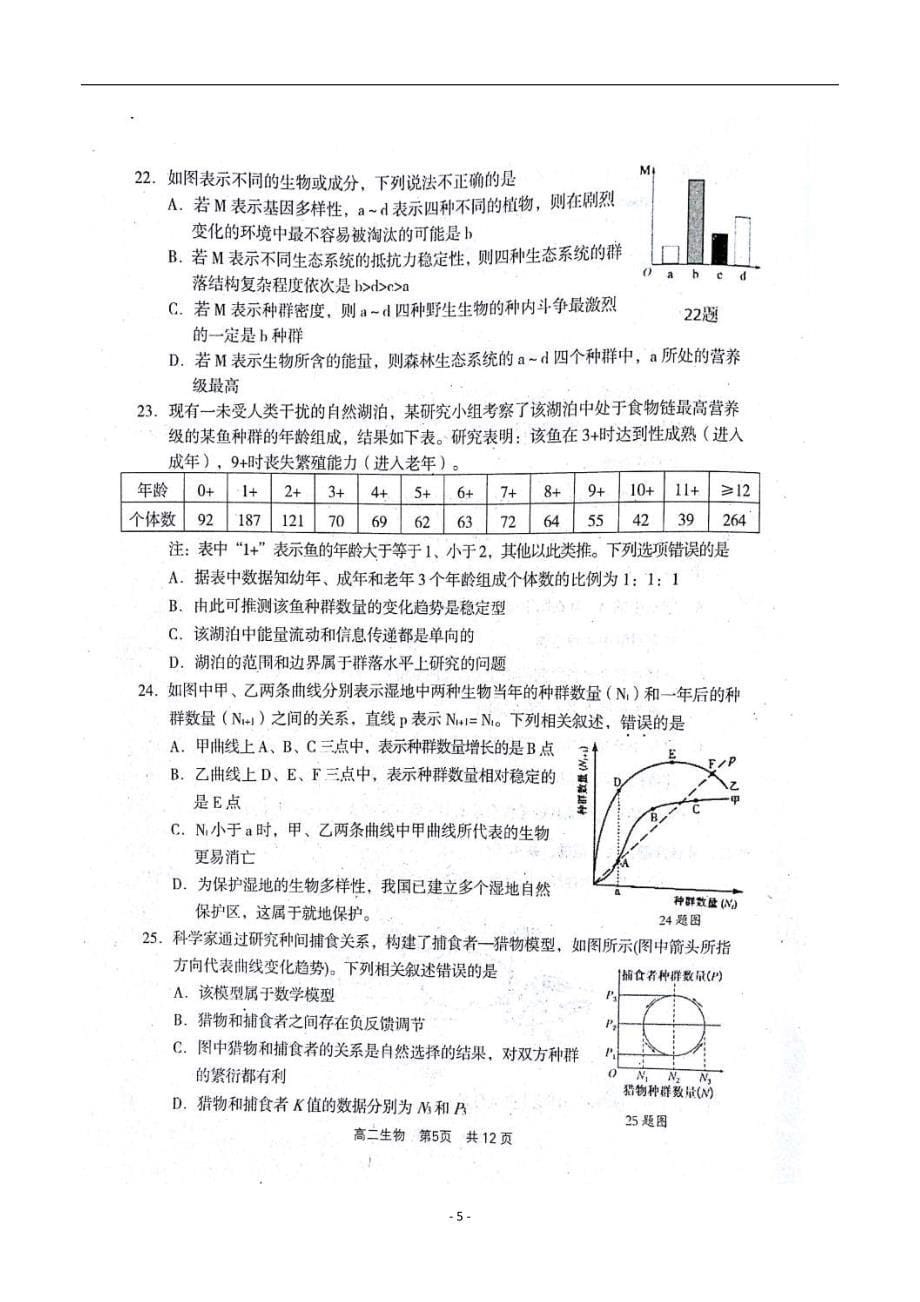 2017-2018学年山西省孝义市高二（上）学期期末考试生物试题 .doc_第5页