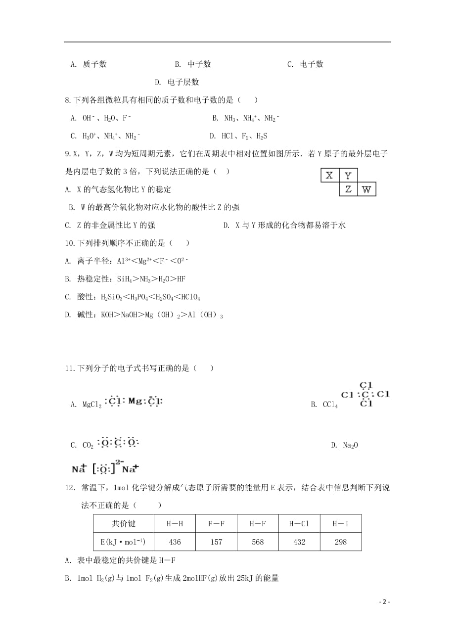 内蒙古（东校区）2017_2018学年高一化学下学期期中试题_第2页